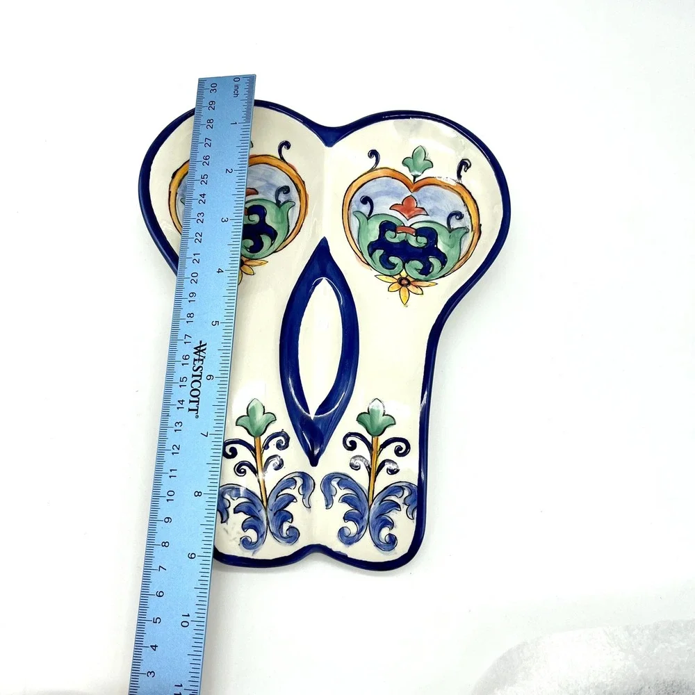 Aqua Jade Moroccan Spoon Rest Ceramic Hand Painted‎ Kitchen Decor